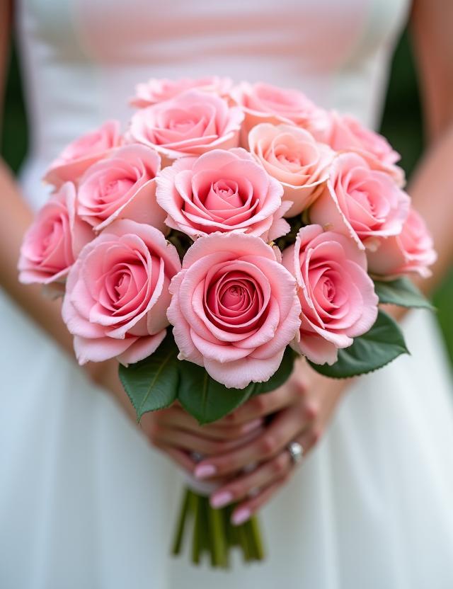 Ramo de novia con rosas rosadas