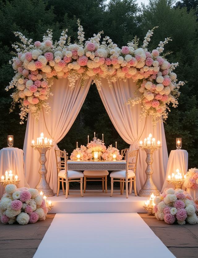 Decoración elegante de boda en Medellín con flores
