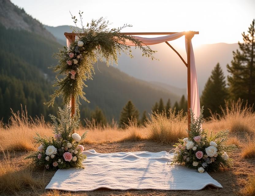 Configuración íntima de elopement en la naturaleza