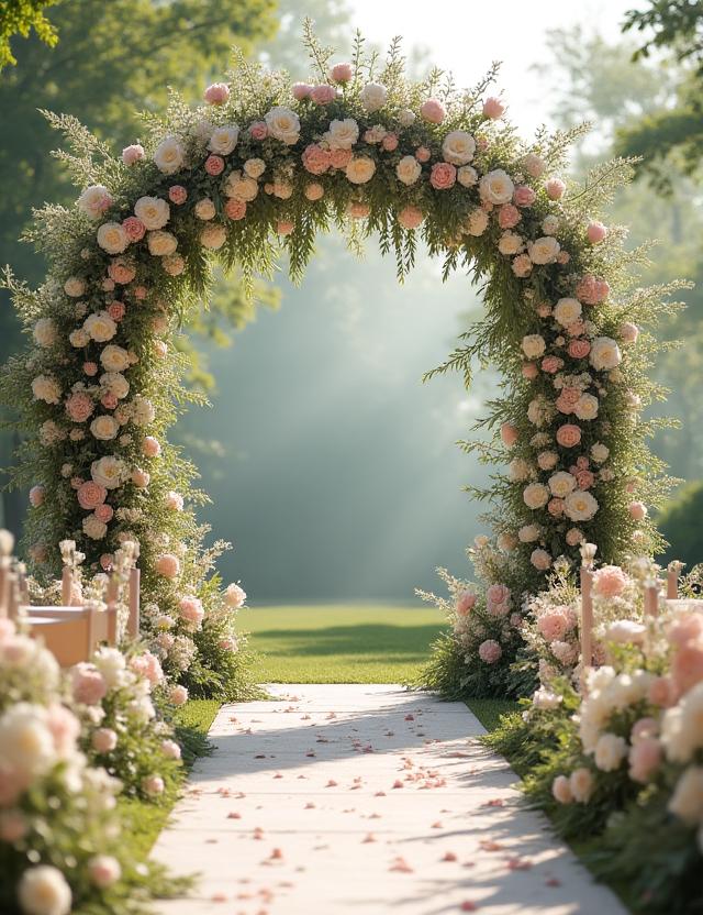 Ceremonia romántica con arreglos florales